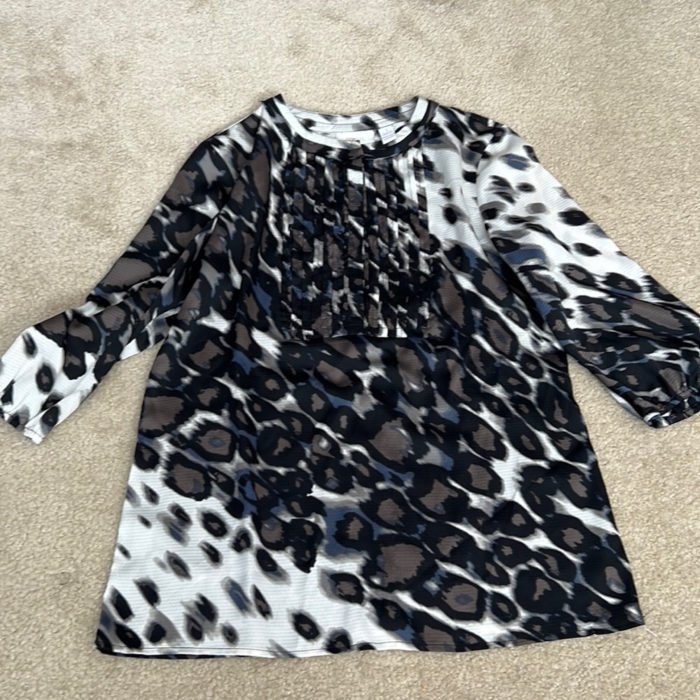 Chico’s leopard print pleated front tunic